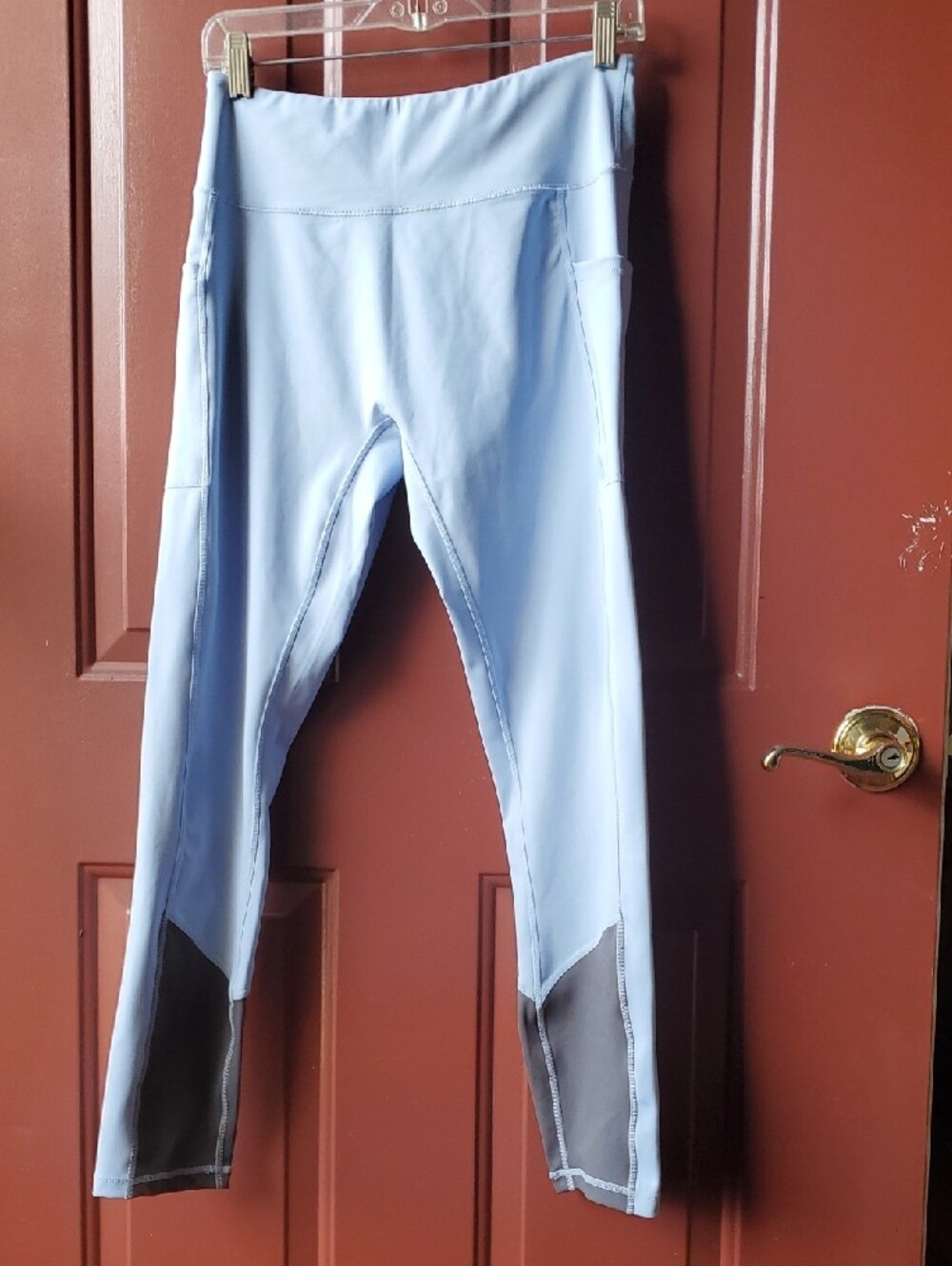 TomboyX Lt Blue Leggings with Subtle Logo Large Side Pockets